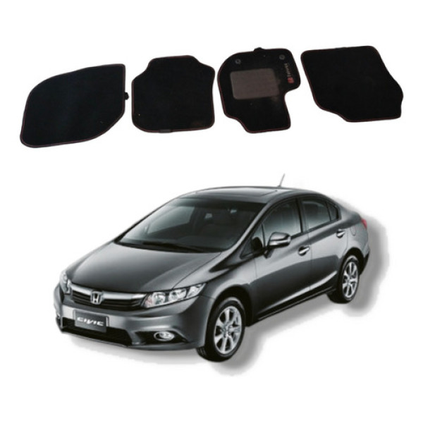Jogo Tapete Honda Civic Lxs 2012 1.8 2016 Preto