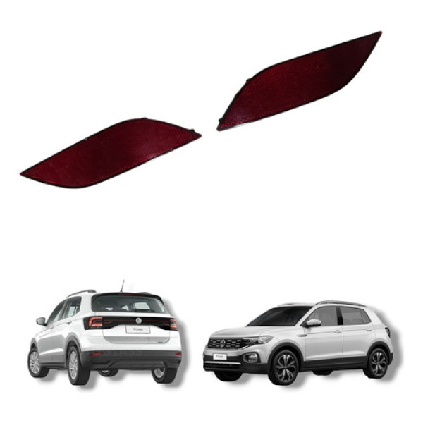 Par Refletor Olho Gato Traseiro Volks. T-cross 2010 A 2021 Vermelho
