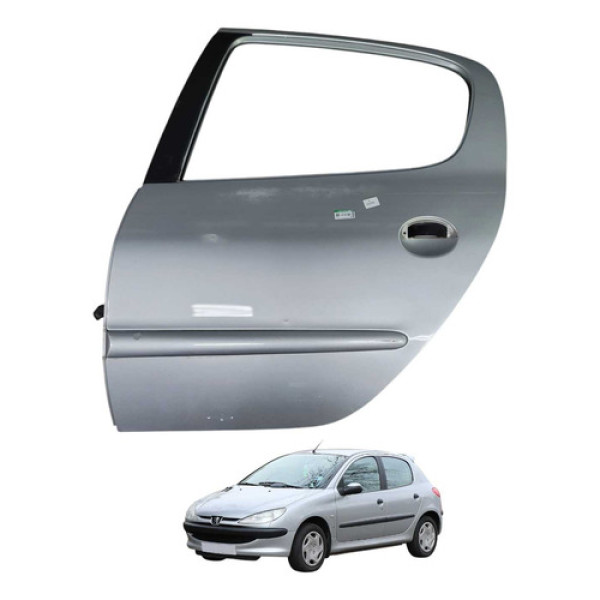 Porta Traseira Esquerda Peugeot 206 207 2002 2012 Traseira Esquerda Prateado