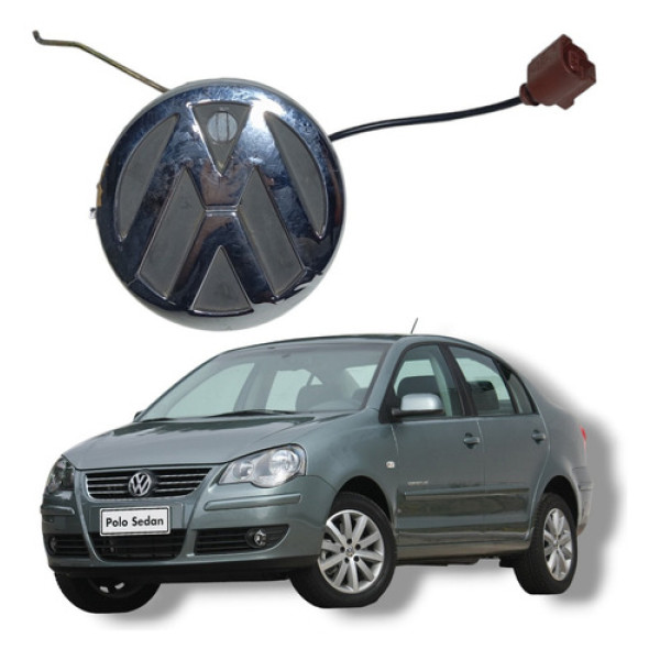 Emblema Tampa Fechadura Traseiro Vw Polo Comfortline 2008 13 Cinza
