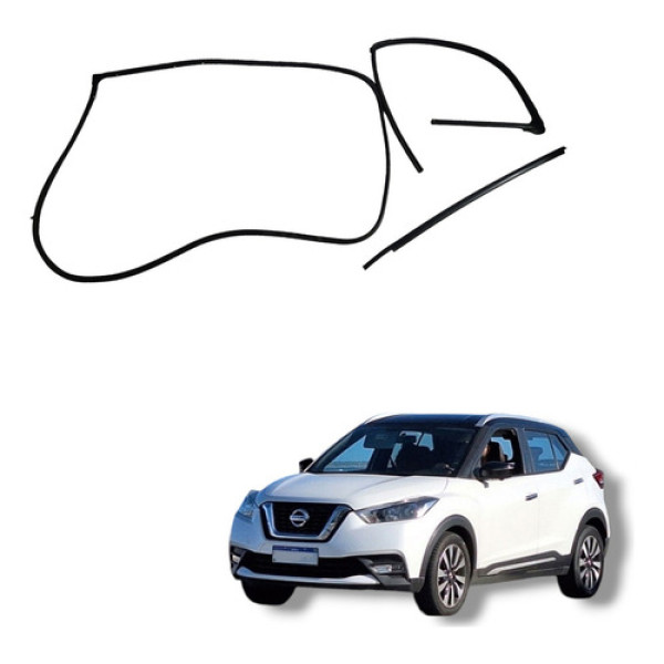 Jogo Borracha Porta Dianteira Esquerda Nissan Kicks 2016 22 Preto