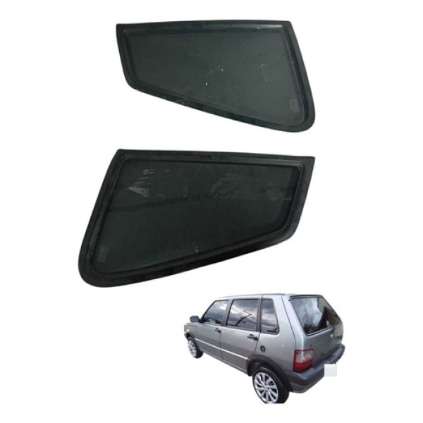 Par Vidro Fixo Traseiro Fiat Uno Mille Way 4 Portas 2012