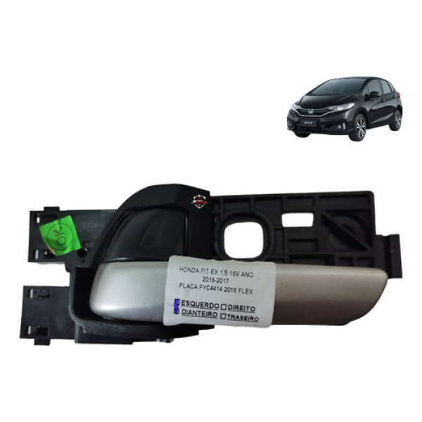 Maçaneta Interna Dianteira Esquerda Honda Fit 2017 Preta Dianteira