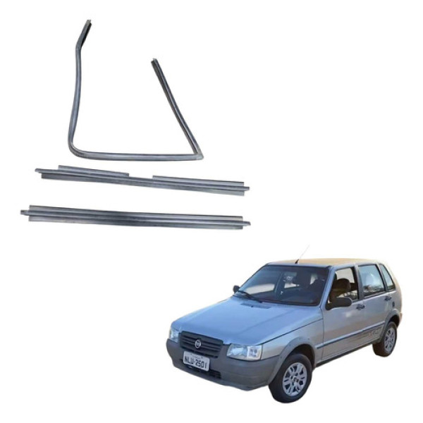  Kit Borracha Porta Diant Ld Fiat Uno Mille Way 1995 2012 Preto
