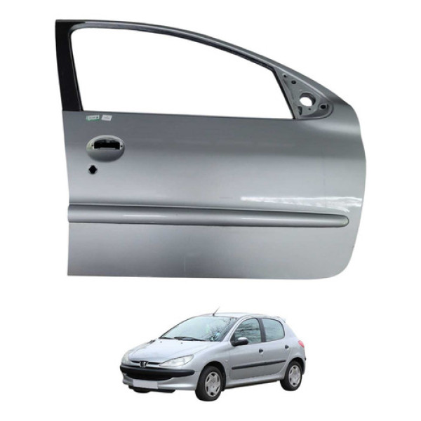 Porta Dianteira Direita Peugeot 206 207 2002 2012 Dianteira Direita Prateado