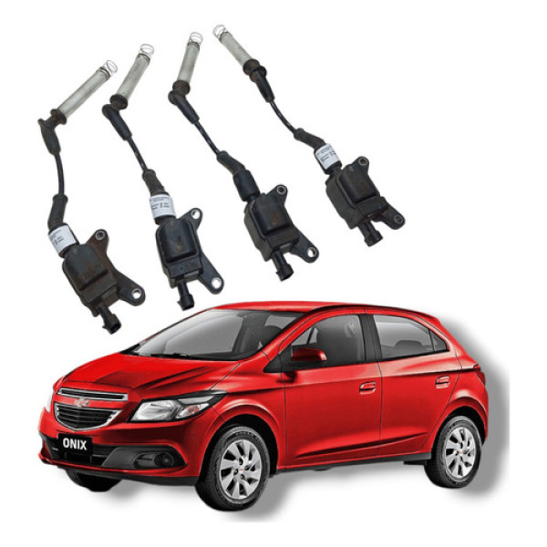 Jogo Bobina Ignição Cabo Vela Gm Onix Prisma 2013 2020
