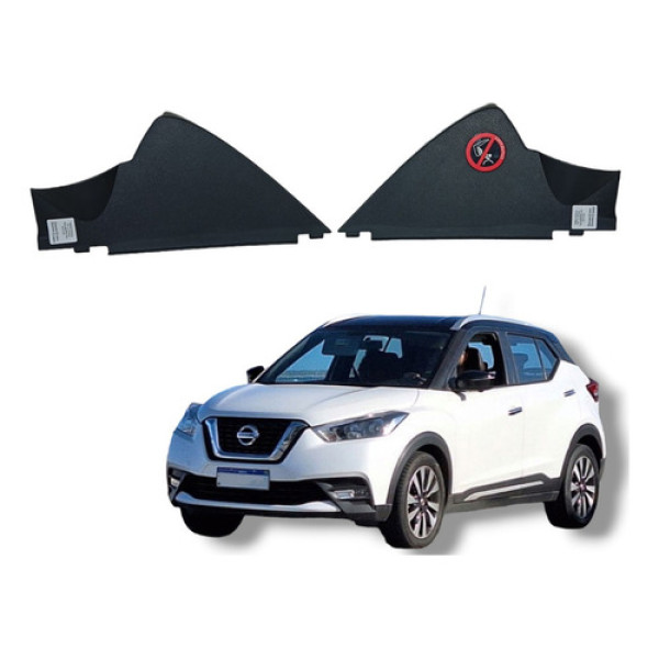Par Acabamento Lateral Painel Nissan Kicks 2016 A 2022 Traseira Ambos Lados Preto