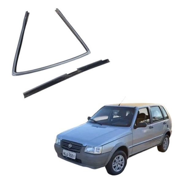 Kit Borracha Pestana Porta Traseira Le Fiat Uno 2012 Preto