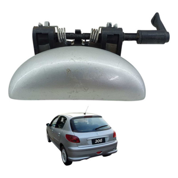 Maçaneta Externa Porta Traseira Esquerda Peugeot 206 2008 Prateado Traseira