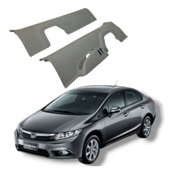 Par Acabamento Soleira Dianteira Honda Civic Lxs 2012 2016 Cinza