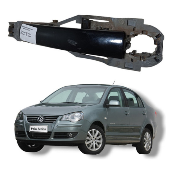 Maçaneta Externa Traseira Esquerda Polo Comfortline 2008 13 Preto Traseira