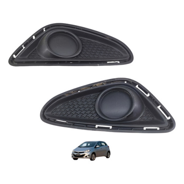 Par Moldura Farol Milha Hyundai Hb20 2013 865231s000 Verde-escuro Ambos Lados
