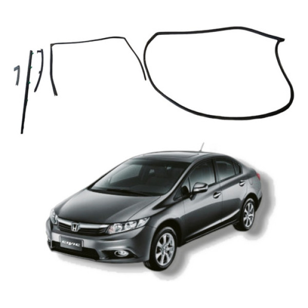 Jogo Borracha Porta Dianteira Esquerda Honda Civic Lxs 12 16 Preto