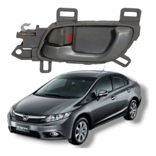 Maçaneta Interna Traseira Esquerda Honda Civic Lxs 2012 2016 Cinza Traseira