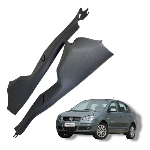 Par Acabamento Banco Traseiro Vw Polo Comfortline 2008 2013 Preto
