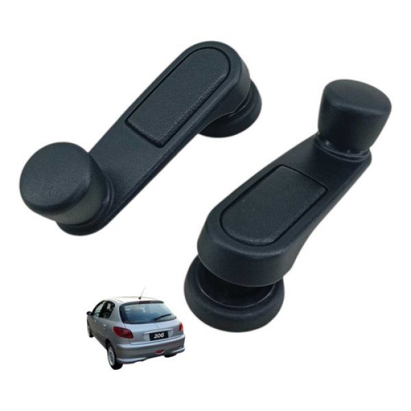 Par Manivela Vidro Traseiro Peugeot 206 2002 2008 Preto
