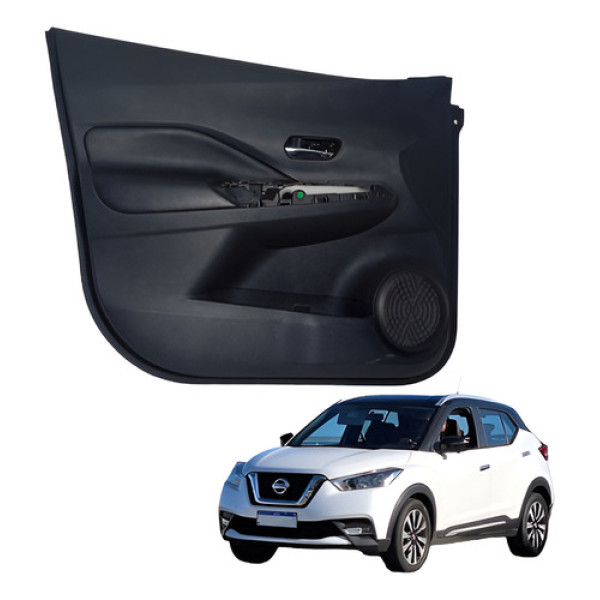 Forro Porta Dianteiro Esquerdo Nissan Kicks 2017 A 2020 Preto