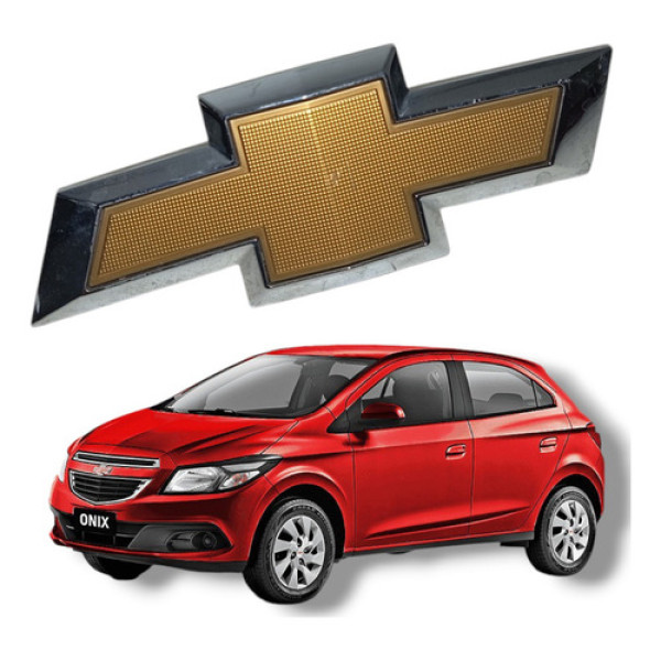 Emblema Grade Dianteira Chevrolet Onix 2013 A 2020 Cinza