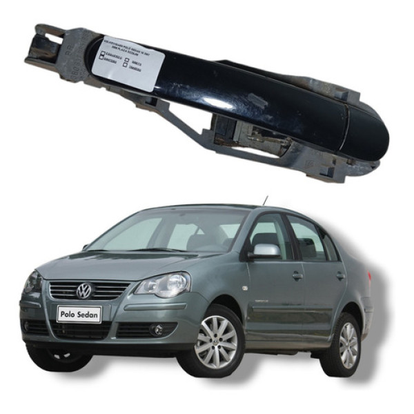 Maçaneta Externa Traseira Direita Polo Comfortline 2008 2013 Preto