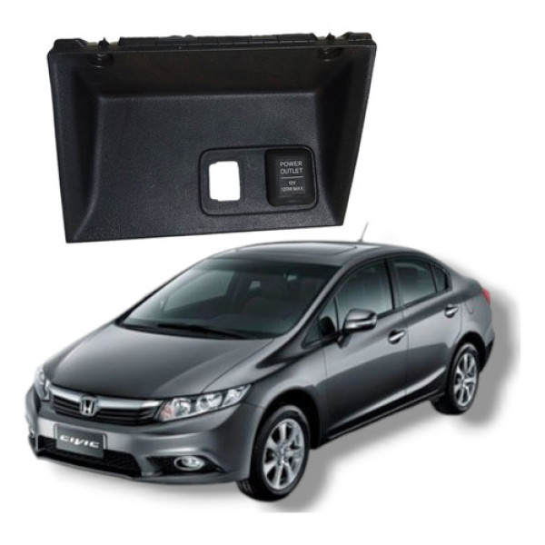 Porta Objetos Tomada 12v Honda Civic Lxs 2012 2016 Preto