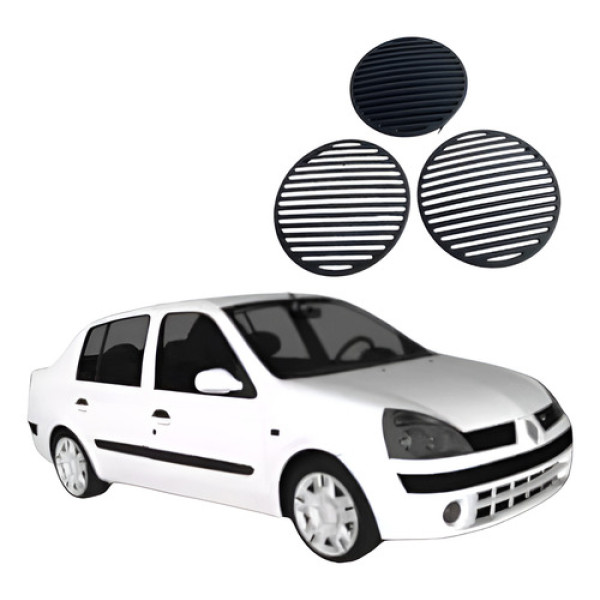 Kit Tela Grade Falante Auto Porta Renault Clio Megane 2004 Preto