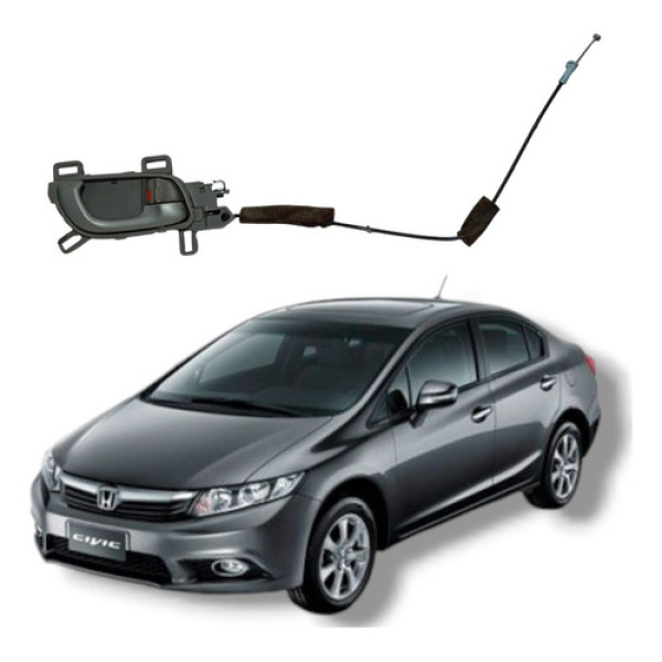 Maçaneta Interna Dianteira Direita Honda Civic Lxs 2012 2016 Cinza Dianteira