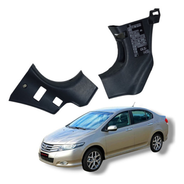 Par Soleira Dianteira Inferior Honda City 2009 A 2013 Preto