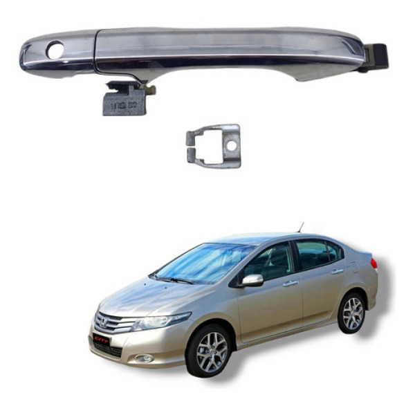 Macaneta Externa Dianteira Esquerda Honda City 2009 A 2013 Cinza