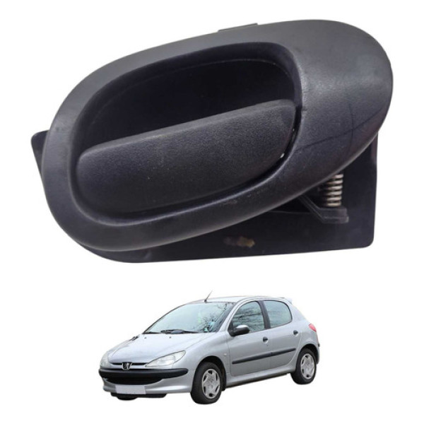 Maçaneta Interna Porta Diant Ld Peugeot 206 2008 9623698077 Prateado Dianteira