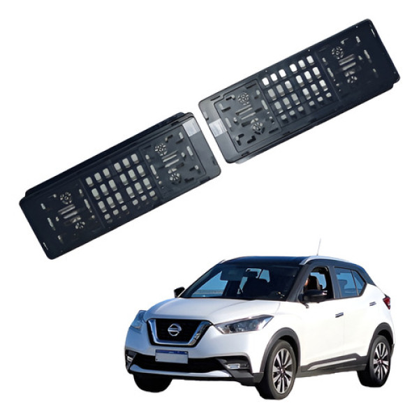 Par Suporte Placa Nissan Kicks 2016 A 2020 Preto