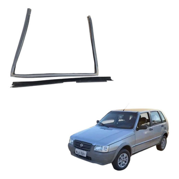 Kit Borracha Pestana Porta Tras Ld Fiat Uno Mille 1995 2012 Preto