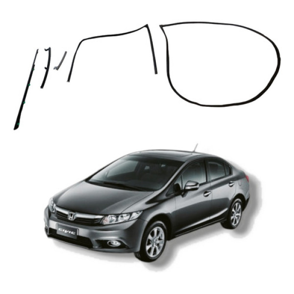 Jogo Borracha Porta Dianteira Direita Honda Civic Lxs 12 16 Preot