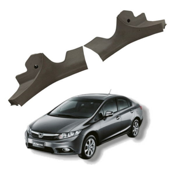Par Moldura Soleira Traseira Honda Civic Lxs 2012 2016 Bege