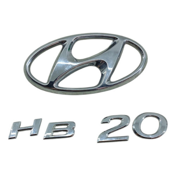 Emblema Tampa Traseira Hyundai Hb20 2013 2019 Cinza