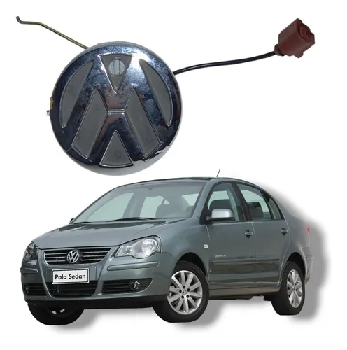 Emblema Tampa Fechadura Traseiro Vw Polo Comfortline 2008 13 Cinza