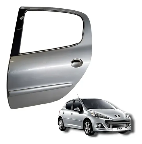 Porta Traseira Esquerda Peugeot 207 2010 Traseira Esquerdo Prateado