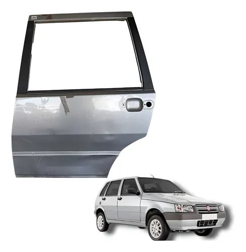 Porta Traseira Esquerda Fiat Uno Mille Fire Flex 2008 Traseira Esquerdo Prateado