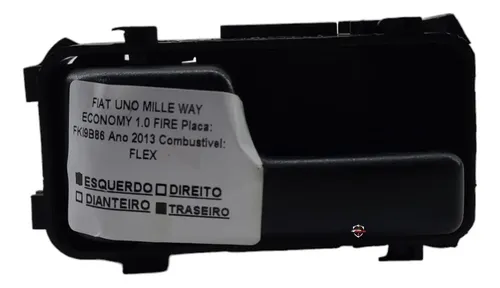 Maçaneta Interna Traseira Esquerda Fiat Uno Way 2013 Preto Traseira